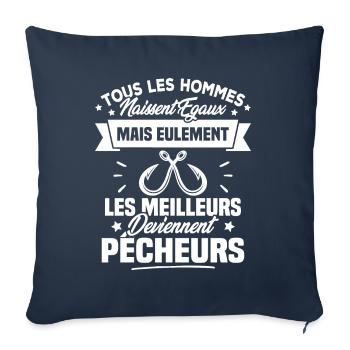 Les meilleurs hommes deviennent Pêcheurs - Housse de coussin décorative 45 x 45 cm - bleu marine - Devant