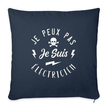 J'peux pas j'suis électricien - Housse de coussin décorative 45 x 45 cm - bleu marine - Devant