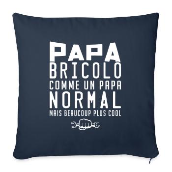 Papa bricolo | père bricoleur - Housse de coussin décorative 45 x 45 cm - bleu marine - Devant