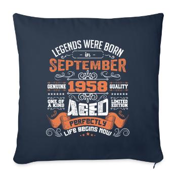 legends were born in September 1958 | gift ideas - Housse de coussin décorative 45 x 45 cm - bleu marine - Devant