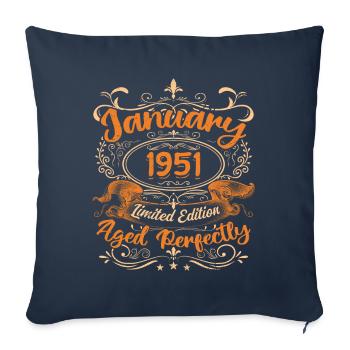 January 1951 | Aged Perfectly | Limited Edition - Housse de coussin décorative 45 x 45 cm - bleu marine - Devant