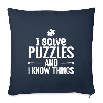 I solve Puzzles and I Know Things - Housse de coussin décorative 45 x 45 cm - bleu marine - Devant