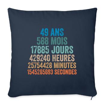 49 Ans Anniversaire - cadeau d'anniversaire - Housse de coussin décorative 45 x 45 cm - bleu marine - Devant