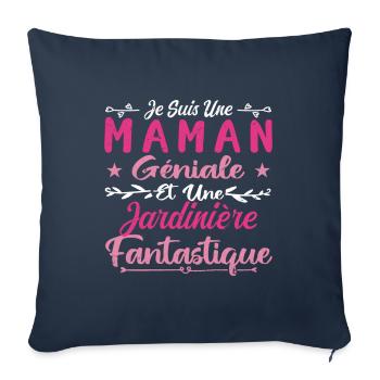 Une Maman Géniale Et Une Jardinière Fantastique - Housse de coussin décorative 45 x 45 cm - bleu marine - Devant