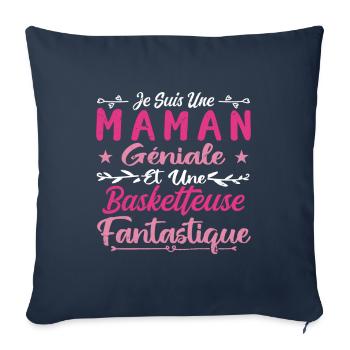 Une Maman Géniale Et Une Basketteuse Fantastique - Housse de coussin décorative 45 x 45 cm - bleu marine - Devant