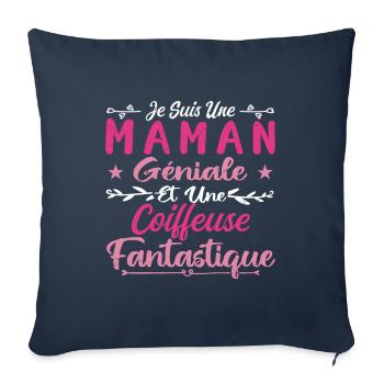 Je Suis Une Maman Géniale Et Une Coiffeuse Fantast - Housse de coussin décorative 45 x 45 cm - bleu marine - Devant