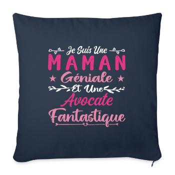 Une Maman Géniale Et Une Avocate Fantastique - Housse de coussin décorative 45 x 45 cm - bleu marine - Devant