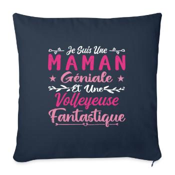 Une Maman Géniale Et Une Volleyeuse Fantastique - Housse de coussin décorative 45 x 45 cm - bleu marine - Devant