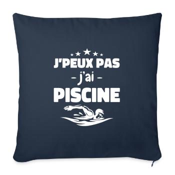 J'peux Pas J'ai Piscine - Housse de coussin décorative 45 x 45 cm - bleu marine - Devant