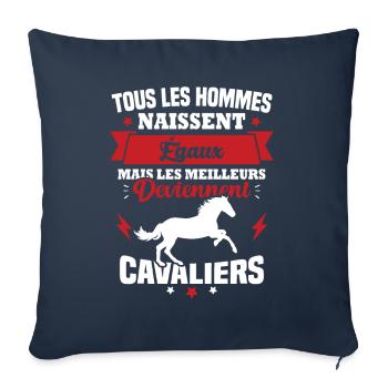 Les meilleurs hommes deviennent Cavaliers humour - Housse de coussin décorative 45 x 45 cm - bleu marine - Devant