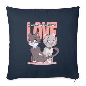 C'est Chat L'amour - Housse de coussin décorative 45 x 45 cm - bleu marine - Devant