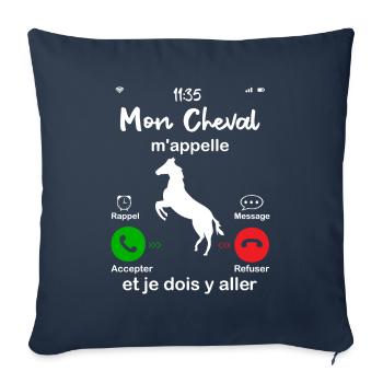 Mon Cheval M'appelle. Et Je Dois Y Aller - Housse de coussin décorative 45 x 45 cm - bleu marine - Devant