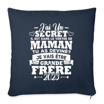 Je vais être grande frère 2023 - Housse de coussin décorative 45 x 45 cm - bleu marine - Devant