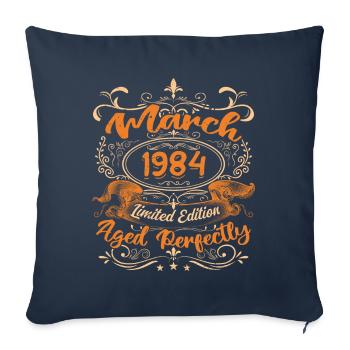 March 1984 | Aged Perfectly - Housse de coussin décorative 45 x 45 cm - bleu marine - Devant