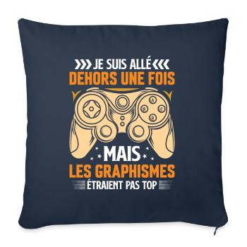 Humour cadeau console graphisme jeux vidéo - Housse de coussin décorative 45 x 45 cm - bleu marine - Devant