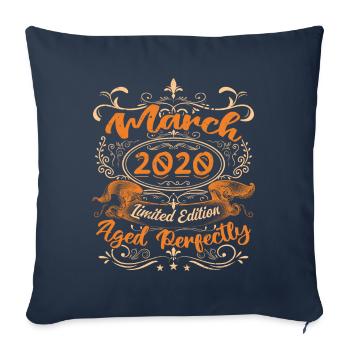 Vintage birthday born in March 2020 - Sofa pillowcase 17,3'' x 17,3'' (45 x 45 cm) - navy - Front