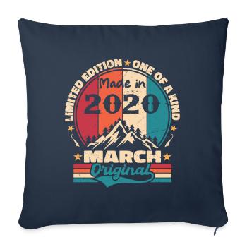Vintage birthday born in March 2020 - Sofa pillowcase 17,3'' x 17,3'' (45 x 45 cm) - navy - Front