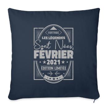 Les légendes sont nées en Février 2021 Cadeau - Housse de coussin décorative 45 x 45 cm - bleu marine - Devant