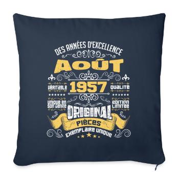Les légendes sont nées en Août 1957 | vintage - Housse de coussin décorative 45 x 45 cm - bleu marine - Devant