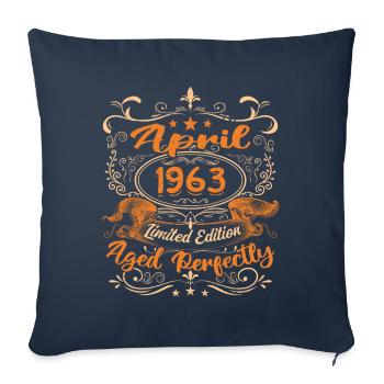 Birthday Vintage Gift Idea April 1963 - Sofa pillowcase 17,3'' x 17,3'' (45 x 45 cm) - navy - Front
