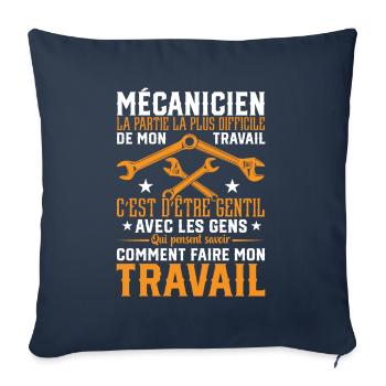 Mécanicien la partie la plus difficile mon travail - Housse de coussin décorative 45 x 45 cm - bleu marine - Devant
