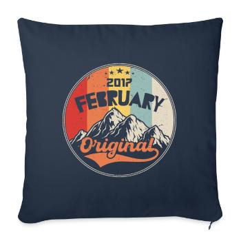 Vintage Février 2017, Rétro Cadeau - Housse de coussin décorative 45 x 45 cm - bleu marine - Devant