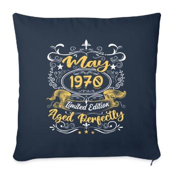 Mai 1970 -Vintage Cadeau d'anniversaire - 1970 - Housse de coussin décorative 45 x 45 cm - bleu marine - Devant