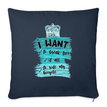 I want to break free it all to ride my bicycle - Housse de coussin décorative 45 x 45 cm - bleu marine - Devant
