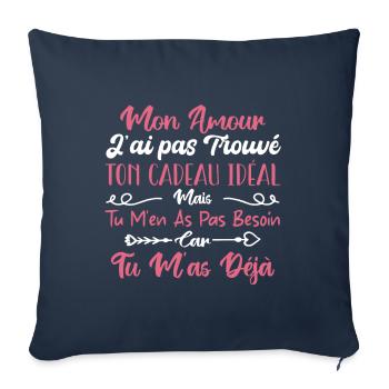 Mon Amour Saint Valentin Amour Couple Humour - Housse de coussin décorative 45 x 45 cm - bleu marine - Devant
