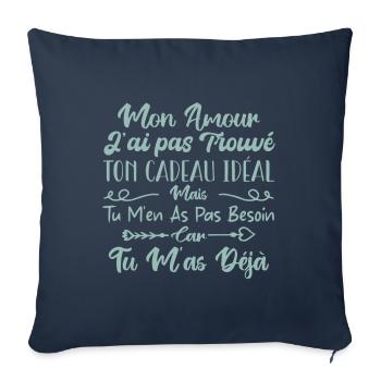 Mon Amour Saint Valentin Amour Couple Humour - Housse de coussin décorative 45 x 45 cm - bleu marine - Devant