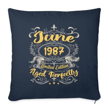 June 1987| Vintage Gift 1987 - Sofa pillowcase 17,3'' x 17,3'' (45 x 45 cm) - navy - Front