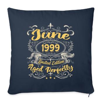 Juin 1999 | Vintage Cadeau 1999 - Housse de coussin décorative 45 x 45 cm - bleu marine - Devant