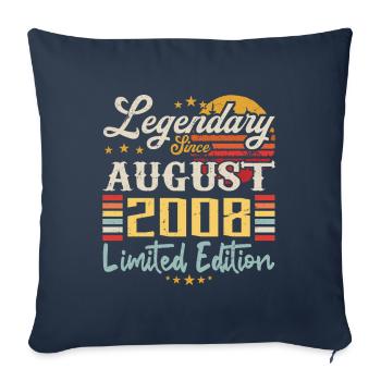 Les légendes sont nées en août 2008 anniversaire - Housse de coussin décorative 45 x 45 cm - bleu marine - Devant
