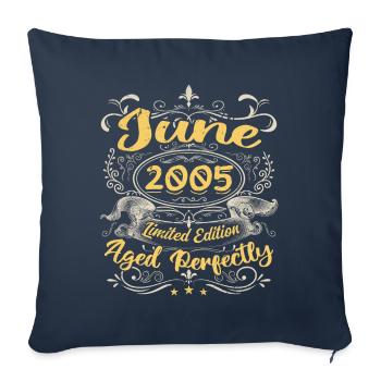 Juin 2005 | Vintage Cadeau 2005 - Housse de coussin décorative 45 x 45 cm - bleu marine - Devant