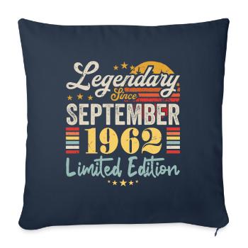 Légende Septembre 1962 Anniversaire Cadeau 1962 - Housse de coussin décorative 45 x 45 cm - bleu marine - Devant
