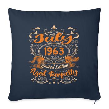 July 1963 Anniversary Vintage Gift Idea 1963 - Sofa pillowcase 17,3'' x 17,3'' (45 x 45 cm) - navy - Front