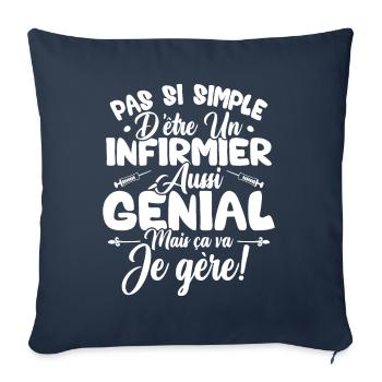 Pas facile d'être une infirmière aussi géniale - Housse de coussin décorative 45 x 45 cm - bleu marine - Devant
