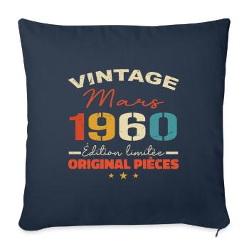Mars 1960 anniversaire 1960 légendes Mars - Housse de coussin décorative 45 x 45 cm - bleu marine - Devant