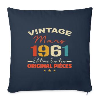 Mars 1961 anniversaire 1961 légendes Mars - Housse de coussin décorative 45 x 45 cm - bleu marine - Devant