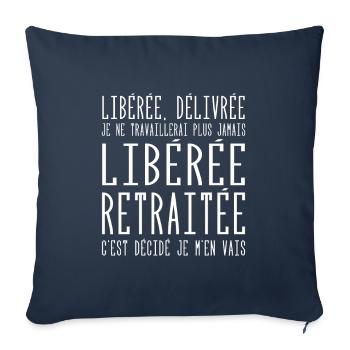 Liberée | Délivrée | Retraitée - Housse de coussin décorative 45 x 45 cm - bleu marine - Devant
