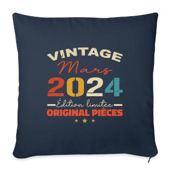 Mars 2024 anniversaire 2024 légendes Mars - Housse de coussin décorative 45 x 45 cm - bleu marine - Devant