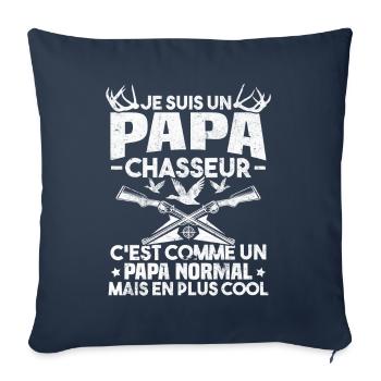 Un papa chasseur c'est comme un papa normal - Housse de coussin décorative 45 x 45 cm - bleu marine - Devant