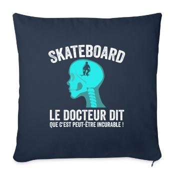 Skateboard Humour Skate Skateboarding Skating - Housse de coussin décorative 45 x 45 cm - bleu marine - Devant
