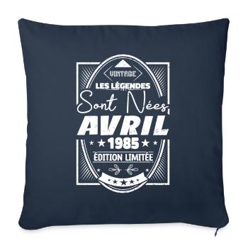 Avril 1985 - Housse de coussin décorative 45 x 45 cm - bleu marine - Devant