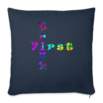 Pensez d’abord - Housse de coussin décorative 45 x 45 cm - bleu marine - Devant