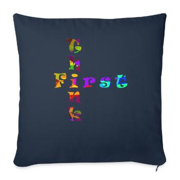 Pensez d’abord - Housse de coussin décorative 45 x 45 cm - bleu marine - Devant