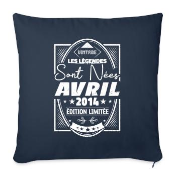Avril 2014 - Housse de coussin décorative 45 x 45 cm - bleu marine - Devant