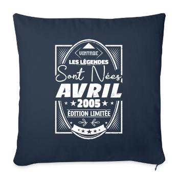 Avril 2005 - Housse de coussin décorative 45 x 45 cm - bleu marine - Devant