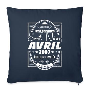 Avril 2007 - Housse de coussin décorative 45 x 45 cm - bleu marine - Devant