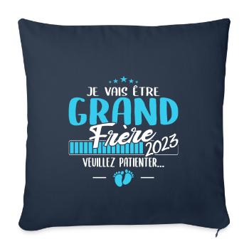 Je Vais Être Grand Frère 2023 | futur Grand Frère - Housse de coussin décorative 45 x 45 cm - bleu marine - Devant
